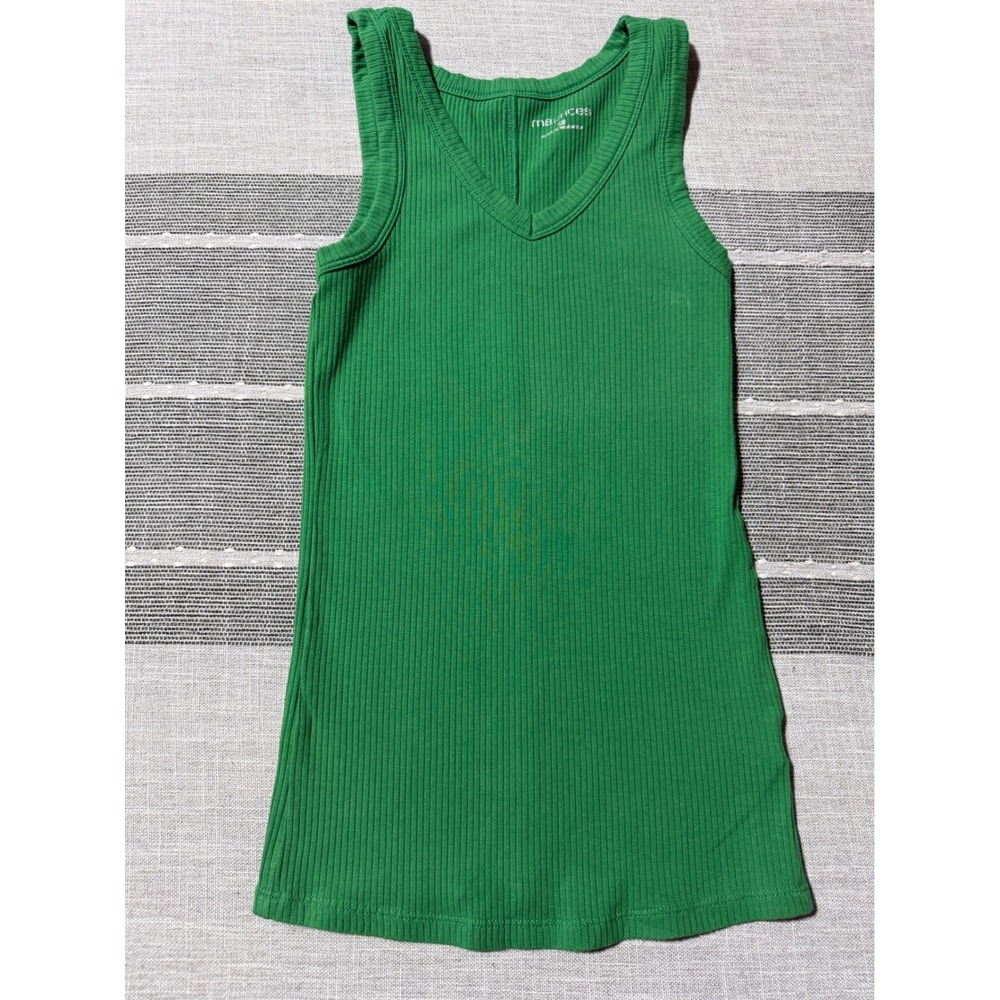 Maurices‎ Womens XS Kelly Green Ribbed V-Neck Tank Top Sleeveless Basic Shirt